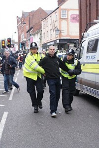 Police make an arrest on an EDL member