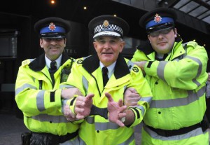 Chief Constable Peter Fahy, larking about.