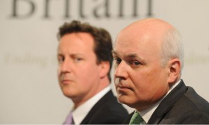 David Cameron alongside Iain Duncan Smith, minister for work and pensions