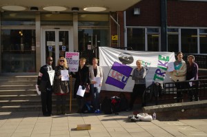 A picket line at the UCU strike in March