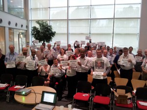 Manchester Fujitsu workers showing support for sacked union rep Alan Jenney