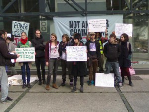 Demonstrators occupied the site in March in protest against the "corporate takeover" of Manchester