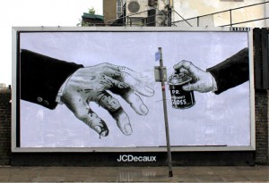 A subvertised billboard in London by Manchester artist Polyp