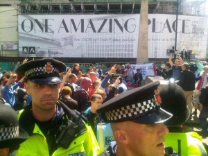 The EDL rally next to the Cenotaph. Photograph: Deyika Nzeribe